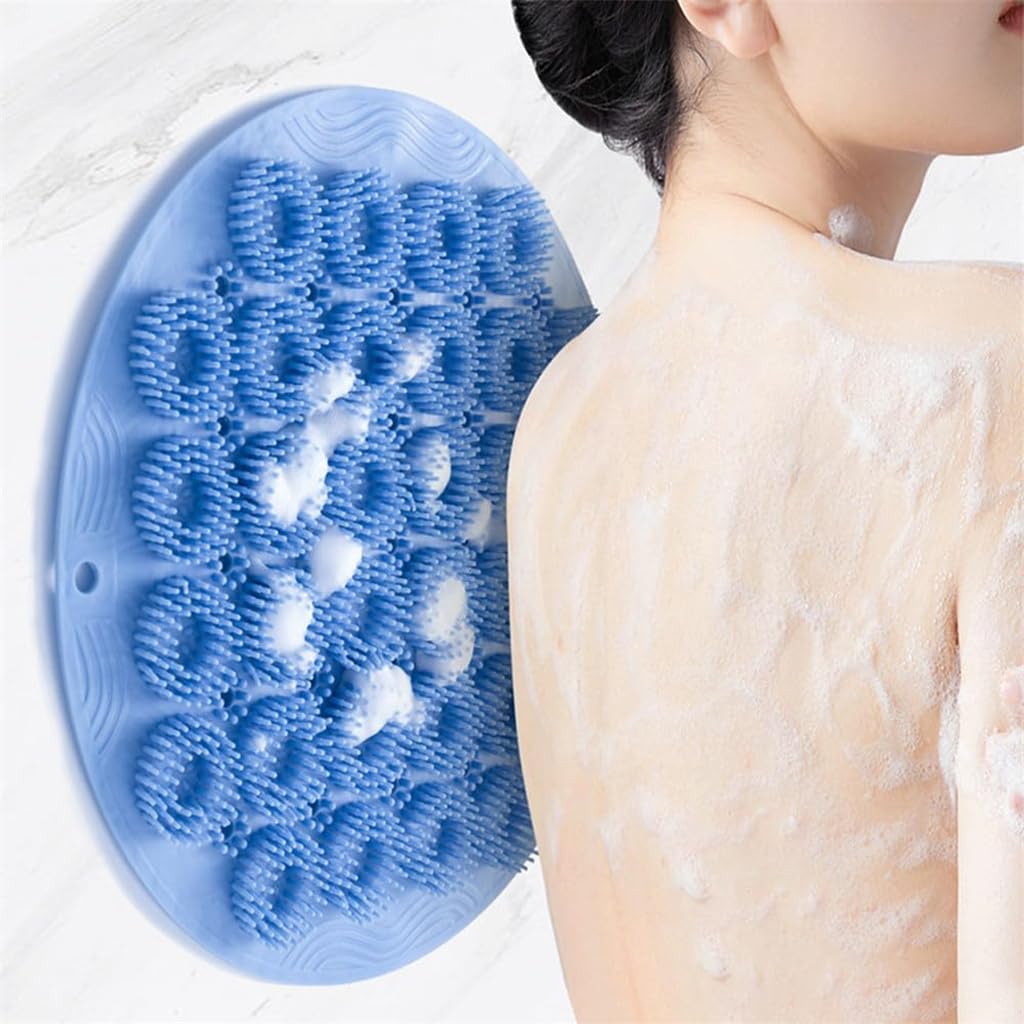 TERRIFI Back Silicone Scrubber for Shower Wall, Foot Shower Scrubber Mat Silicone Bath Massage Cushion Brush with Suction Cups