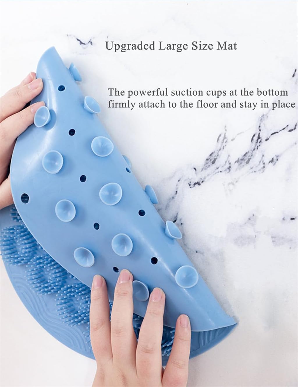 TERRIFI Back Silicone Scrubber for Shower Wall, Foot Shower Scrubber Mat Silicone Bath Massage Cushion Brush with Suction Cups