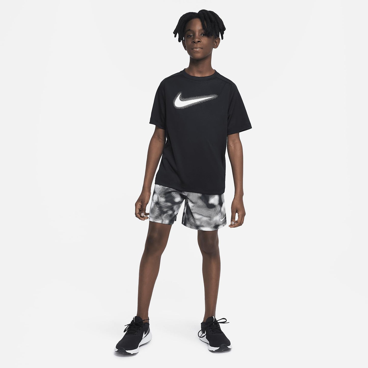 Nike Multi Big Kids' (Boys') Dri-FIT Graphic Training Top (DX5386-010, Black/White) Size X-Small - Medaid International