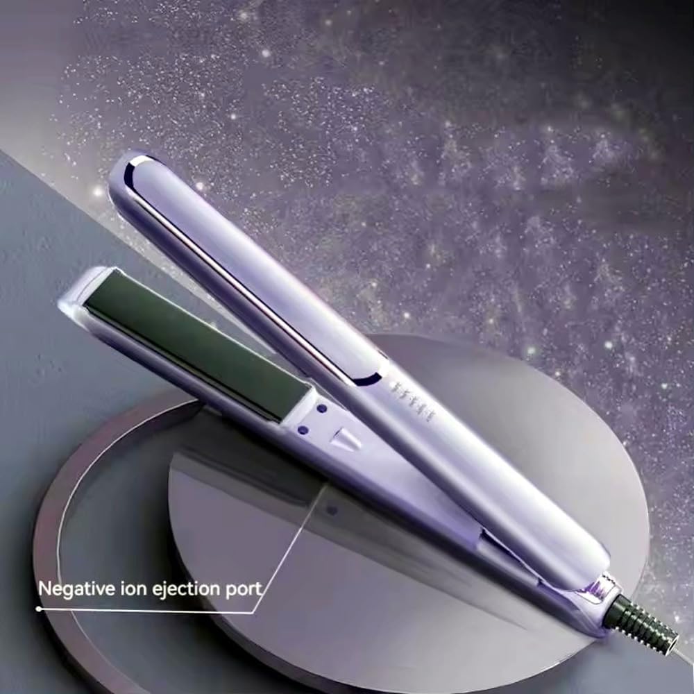 TERRIFI Professional Salon Hair Straightener Flat Iron, Suitable for Thick Curly Hair, Anti-Scald, Dual-Function Straightening and Curling, Ideal Gift for Women, Lovers, Friends (Purple)