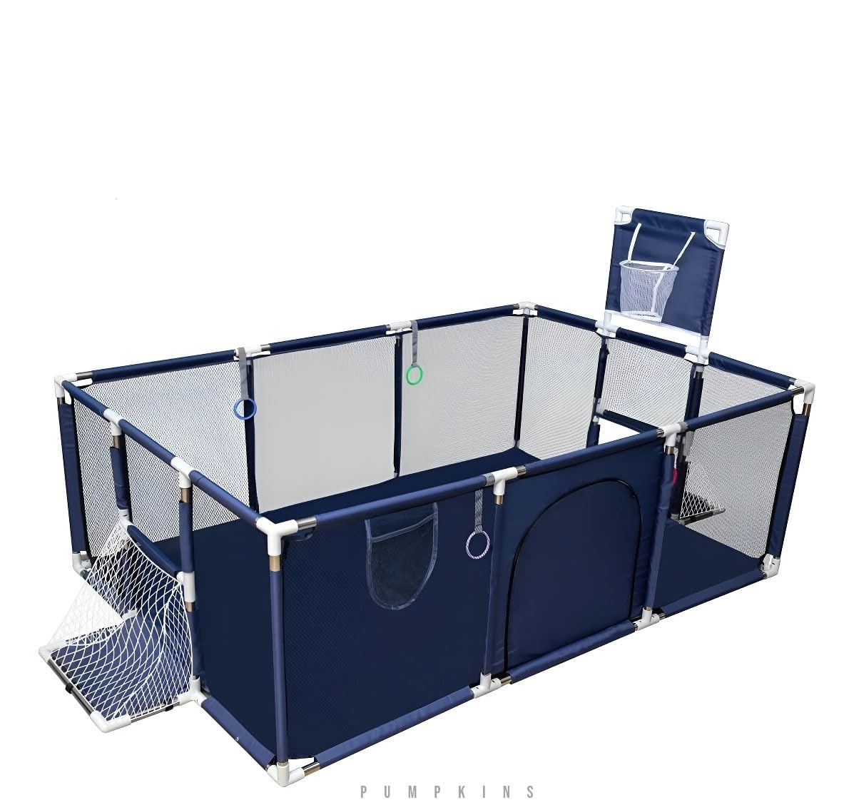 Baby Playpen, Fold Down Safety Playpen for Toddlers, Extra Large & Reliable Play Center for Infants with Anti Slip Suckers and Super Soft Breathable Mesh, 180×120×62cm