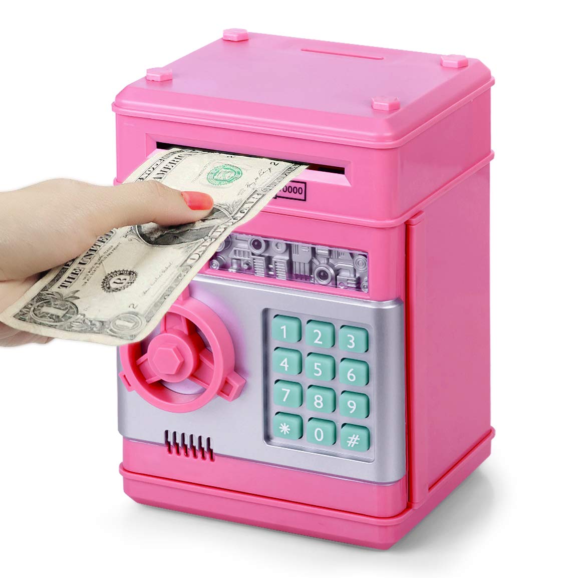 Refasy Electronic Piggy Bank Money Safe Password Money Box for Kids Ages 3+, ATM Bank Safe Coin Cash Banks Money Saving Box, Birthday for Girls 3 4 5 6 7 8 9 10 12 Years Old (Pink) - Medaid International
