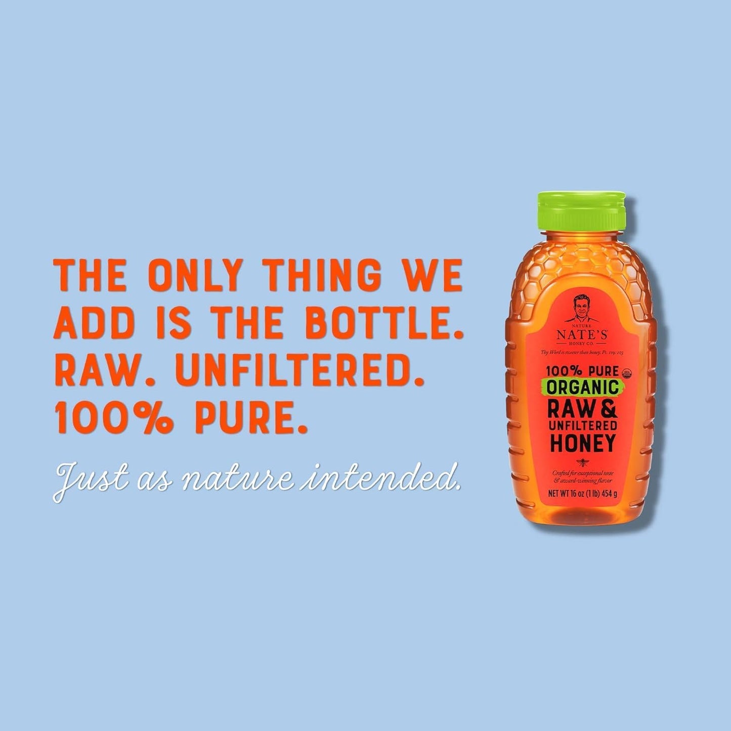 Nate's Organic 100% Pure, Raw & Unfiltered Honey - USDA Certified Organic - 16oz. Squeeze Bottle - Medaid International