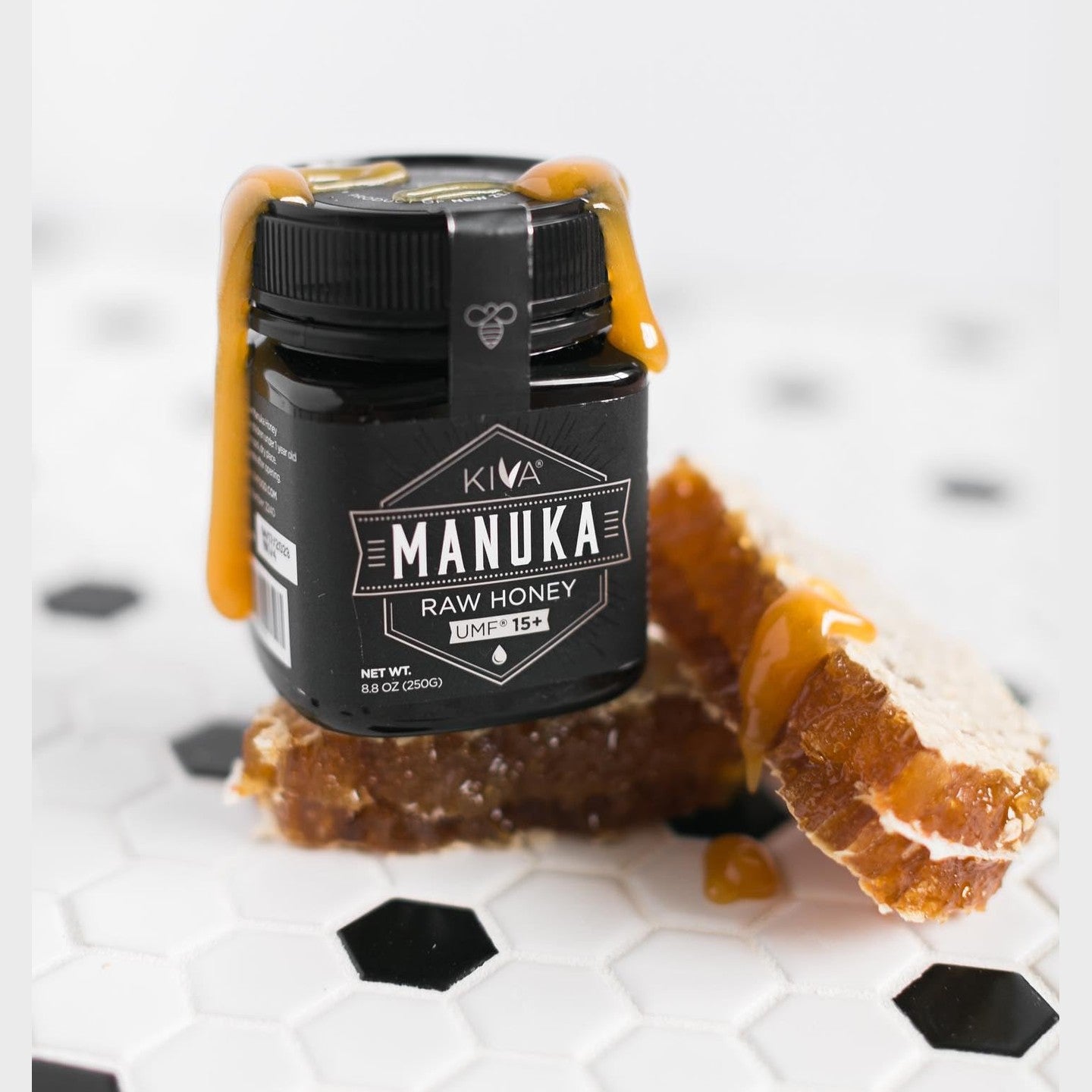 Kiva Raw Manuka Honey - Certified UMF 15+, MGO 514+ 100% Pure Genuine New Zealand, Non-GMO, Traceable (8.8oz/250g Bottle) - Medaid International