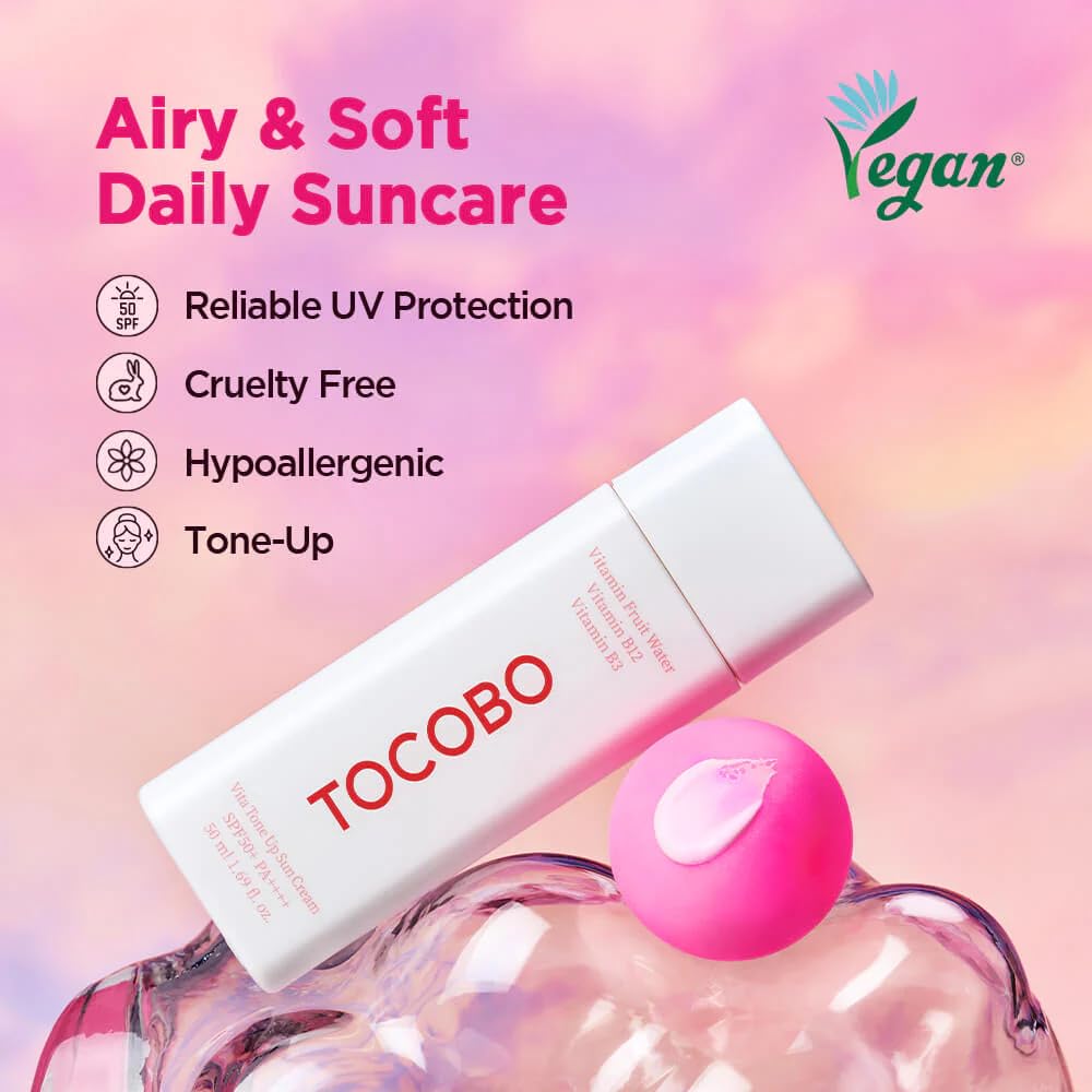 TOCOBO Vita Tone Up Sun Cream SPF50+ PA++++ 2.82oz / 50ml | Natural Ingredients Moist Vitamin Sunscreen | Vegan Sunscreen for Face - Medaid International