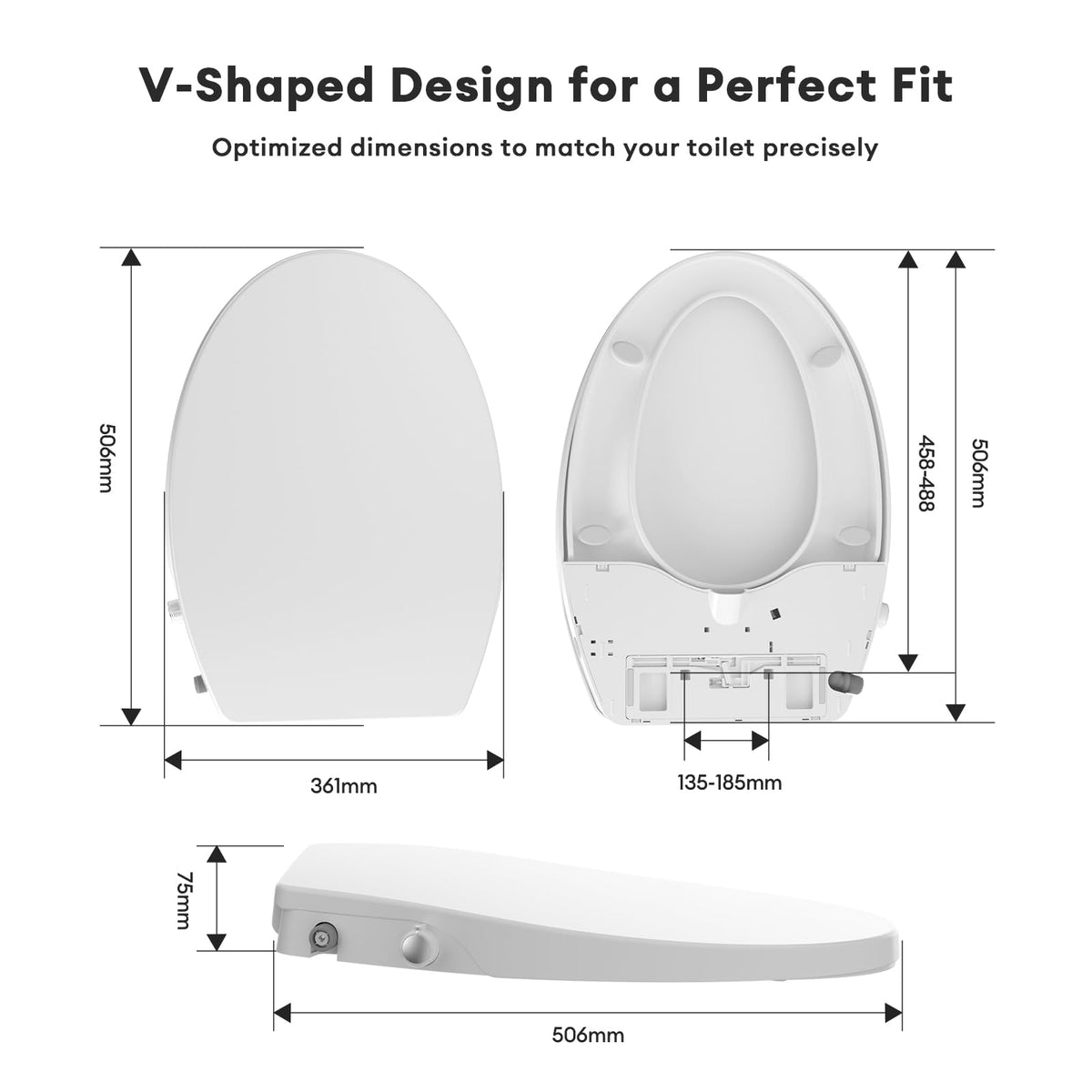 JOMOO Non-electric Bidet Toilet Seat, Personal Hygiene Adjustable Spray Volume Bidet Seat for Elongated Toilets, Dual Nozzle Toilet Seat Attachment with Slow-close Seat & Lid