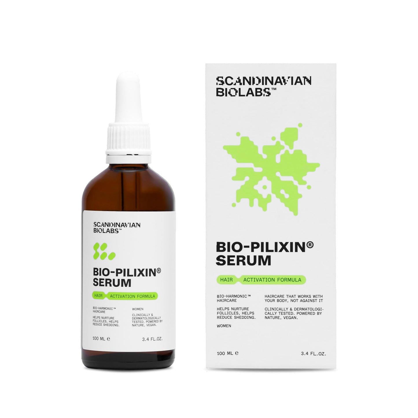 Scandinavian Biolabs Bio-Pilixin® Serum For Women | Helps Reduce Hair Loss Due to Breakage, Help Activates Hair Growth, Stem Cell Technology, Drug-Free Daily Use, Clinically Tested, 100 mL/ 3.4 Oz - Medaid International