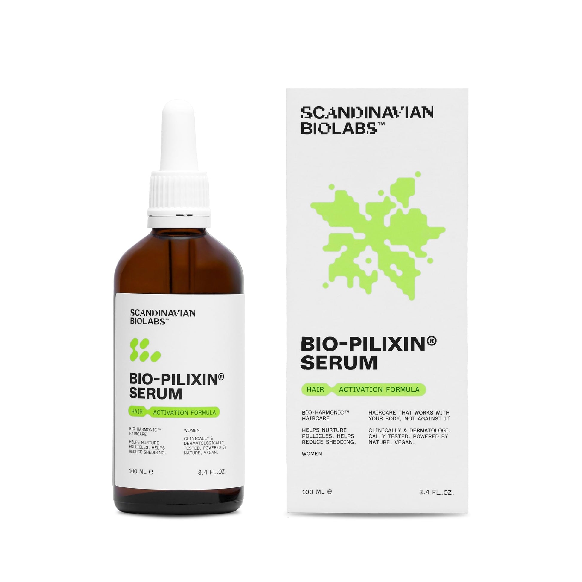 Scandinavian Biolabs Bio-Pilixin® Serum For Women | Helps Reduce Hair Loss Due to Breakage, Help Activates Hair Growth, Stem Cell Technology, Drug-Free Daily Use, Clinically Tested, 100 mL/ 3.4 Oz - Medaid International