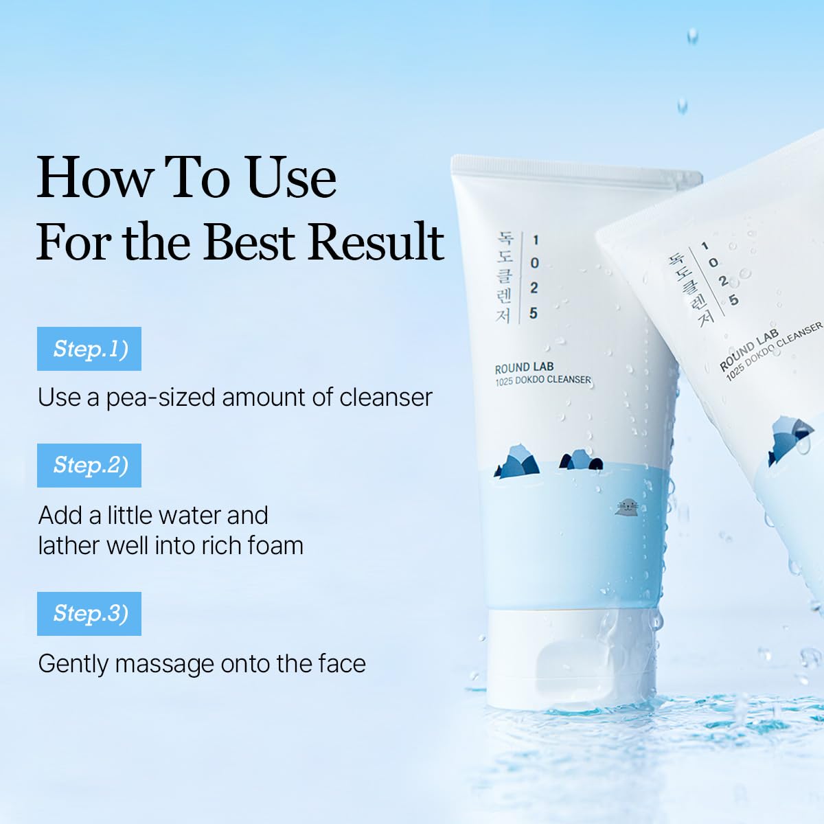 ROUND LAB 1025 Dokdo Cleanser 5.07 Fl Oz, Low pH Facial Cleanser for Sensitive Skin, Rich Soft Bubbles for Deep Cleansing and Makeup Removal, Hydrating Face Wash with Deep Sea Water, Korean Skin Care - Medaid International