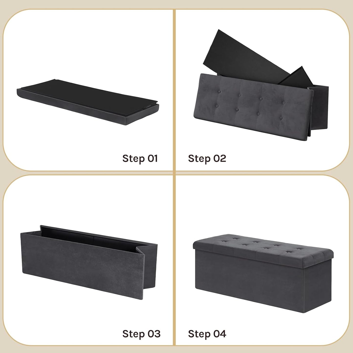 WOLTU Footstool Storage bench (SH73GR)
