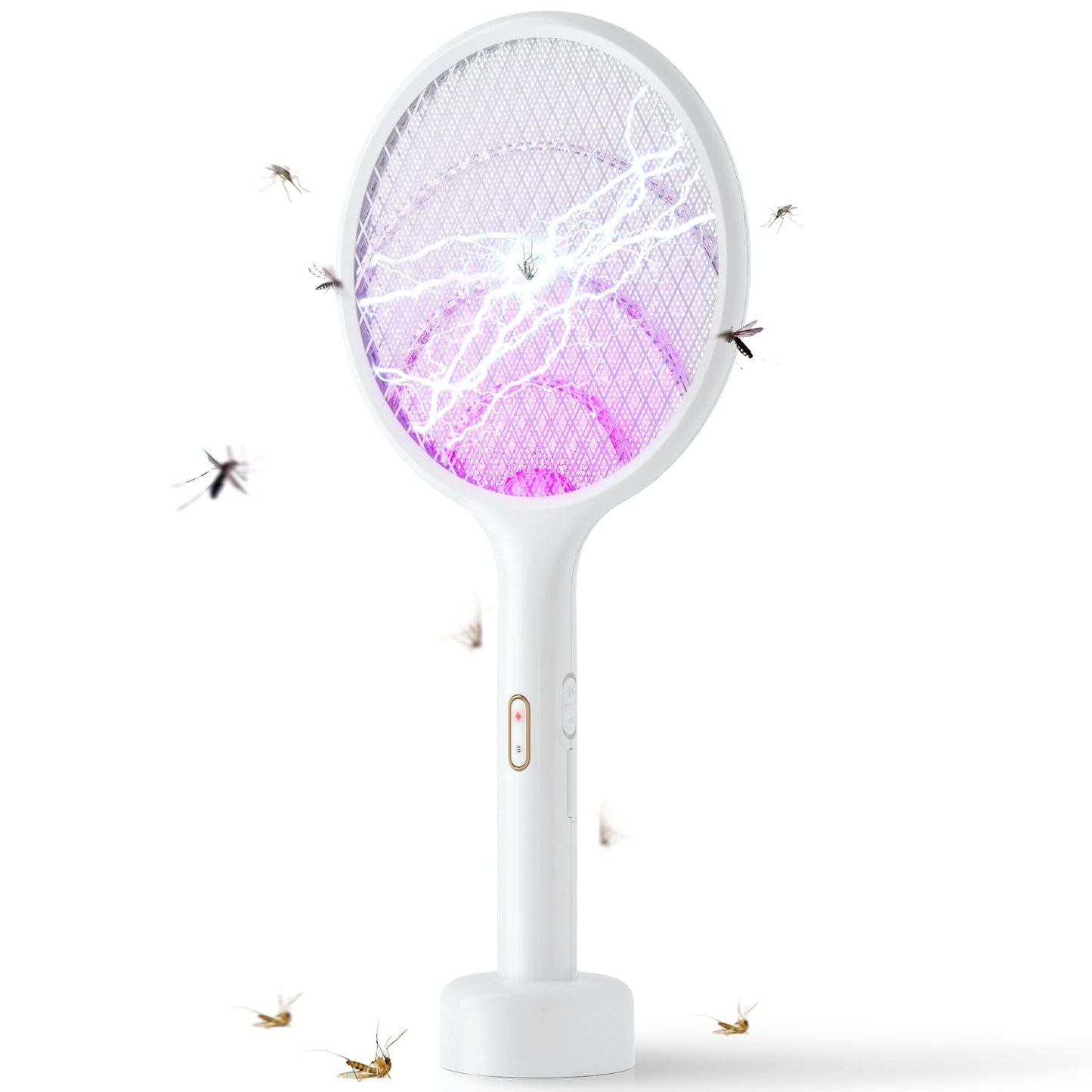 YISSVIC Electric Fly Swatter 4000V Bug Zapper Racket Dual Modes Mosquito Killer with Purple Mosquito Light Rechargeable Base for Indoor and Outdoor Home Office Backyard Patio Camping (1 Pack) - Medaid International