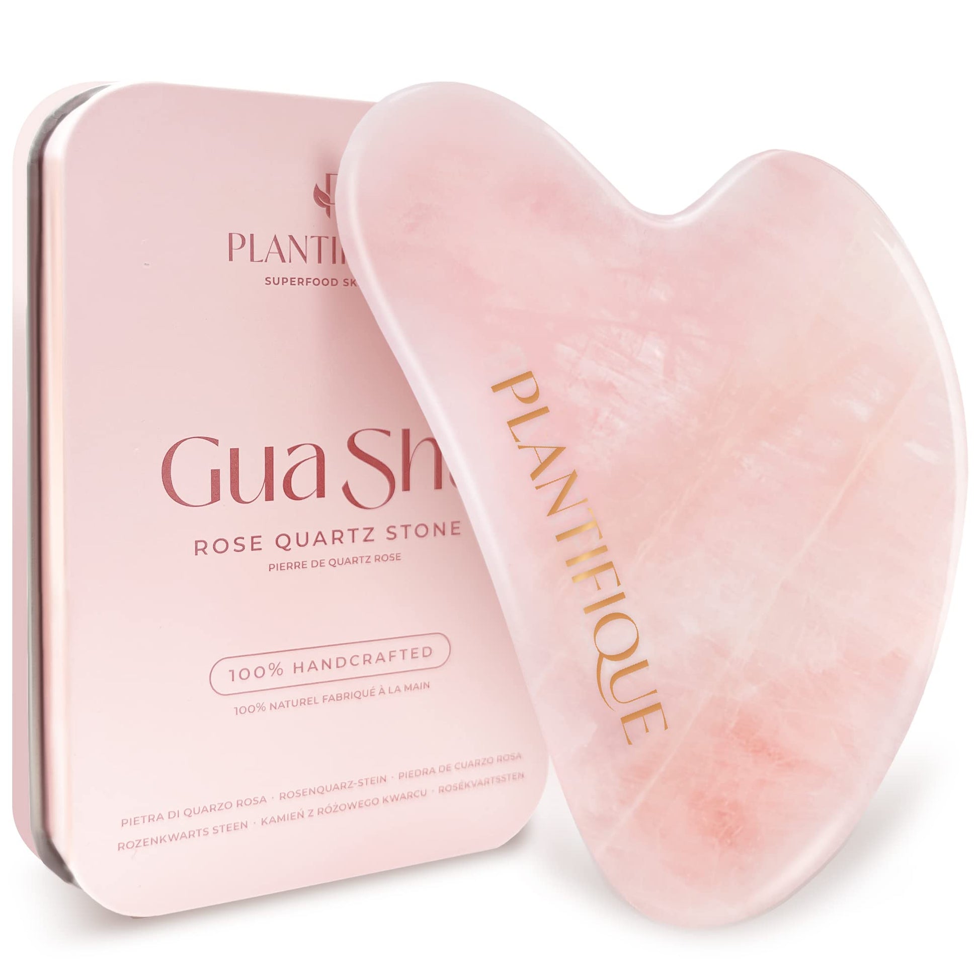 PLANTIFIQUE Rose Quartz Gua Sha Tool – Anti-Aging Face Massager & Jawline Shaper for Skincare Routine – Facial Massage & Skin Care Gift - Medaid International