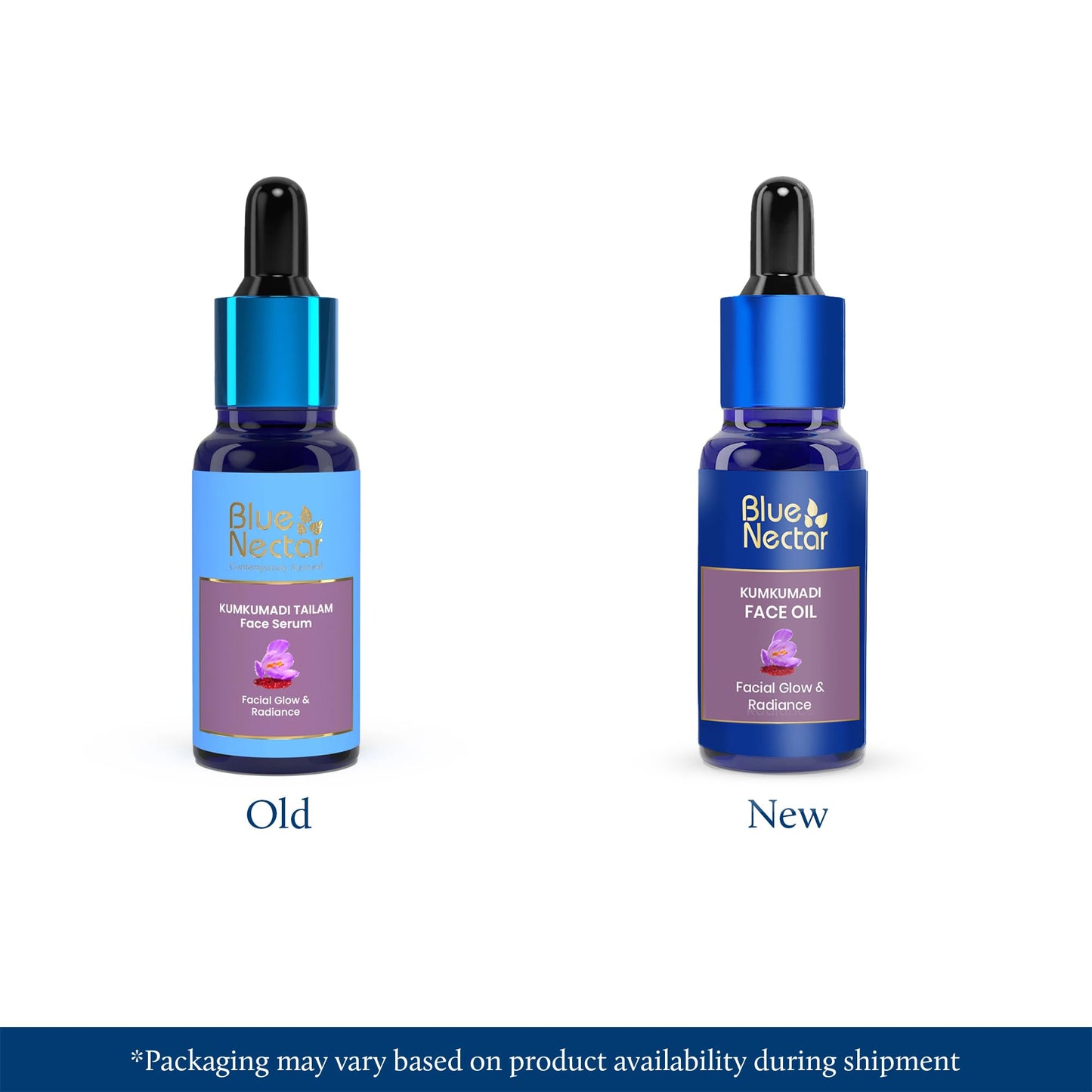 Blue Nectar Kumkumadi Oil with Gua Sha | Ayurvedic Face Oil for Glowing Skin | Natural Face Serum for Women & Men with Gua Sha Stone (26 Herbs, 1 Fl Oz) - Medaid International
