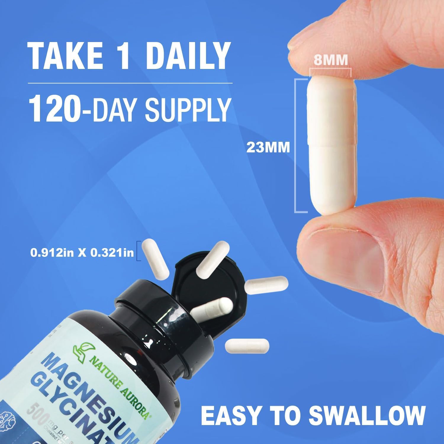 Magnesium Glycinate 500mg Capsules - Chelated High Absorption Magnesium Bisglycinate Supplement for Sleep, Muscle & Heart Support for Women & Men - Pure, Gluten-Free, Non-GMO, 120ct - Medaid International