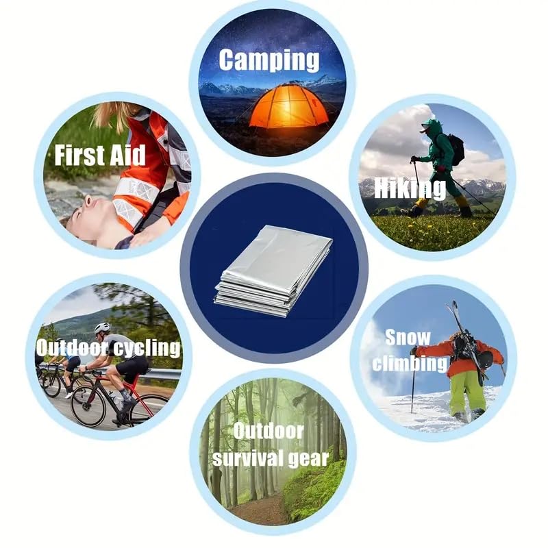 Emergency Mylar Thermal Blankets,Space Blanket Survival kit Camping Blanket, Perfect for Outdoors, Hiking, Survival, Bug Out Bag,Marathons or First Aid