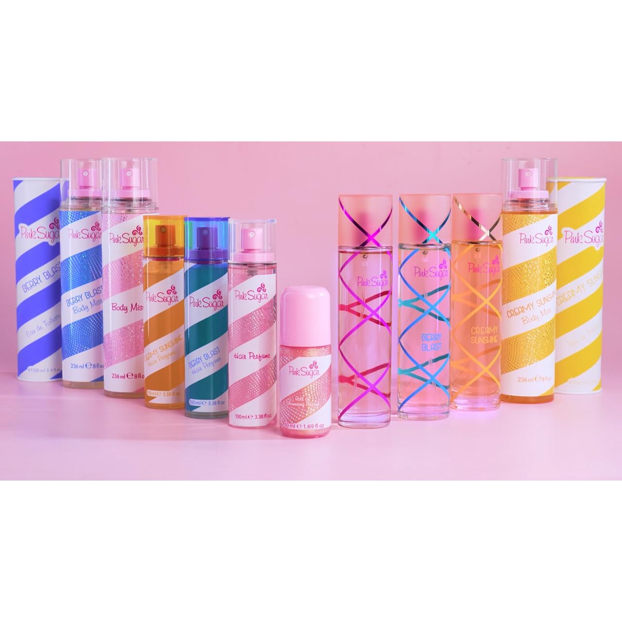 Pink Sugar Hair Perfume for Women, Body Mist Fragrance, Floral + Fruity, Notes of Raspberry, Cotton Candy, and Vanilla, Sweet and Light Scent, 3.38 Fl. Oz - Medaid International