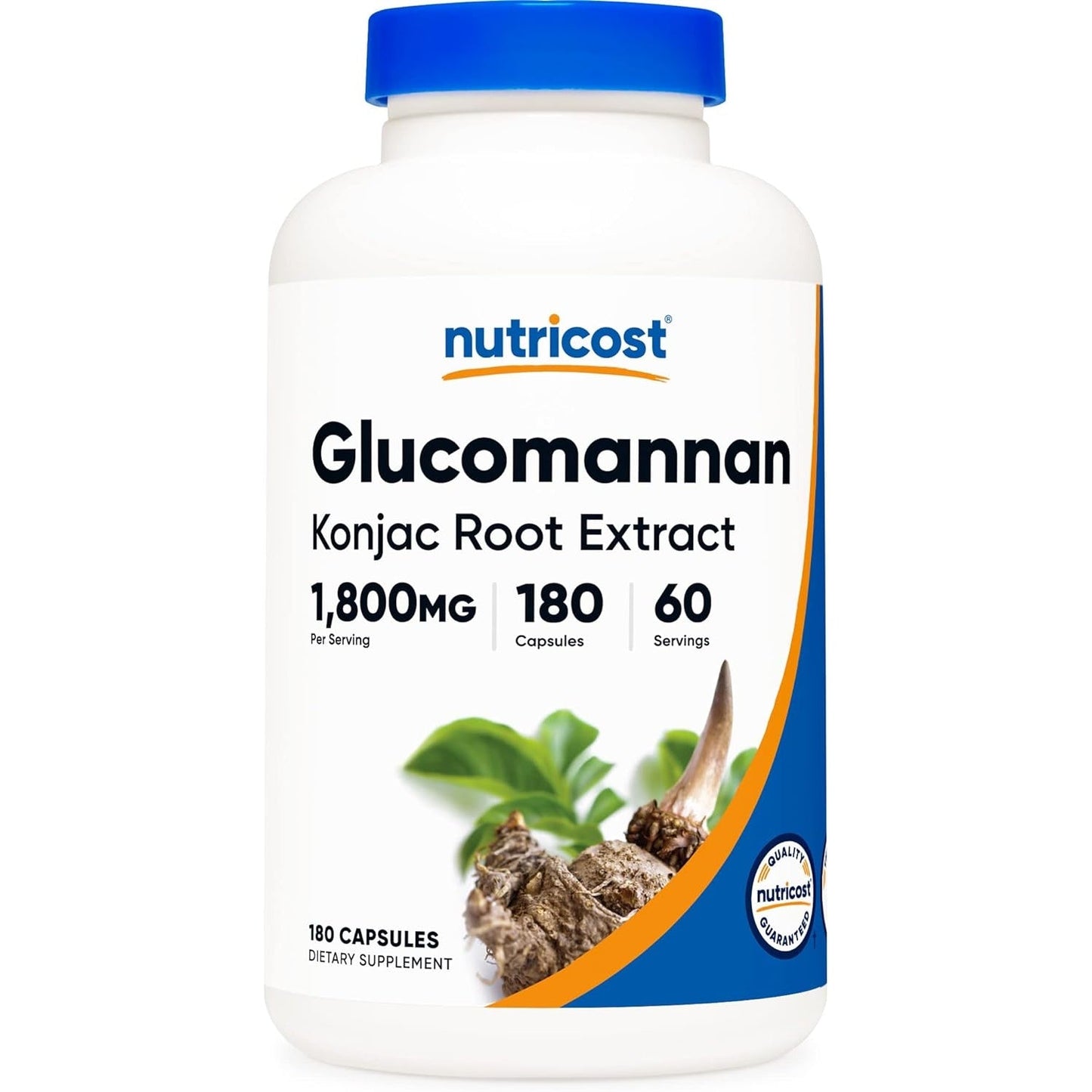 Nutricost Glucomannan 1,800mg Per Serving, 180 Capsules - Natural Fiber Source, Non-GMO, Gluten Free - Medaid International