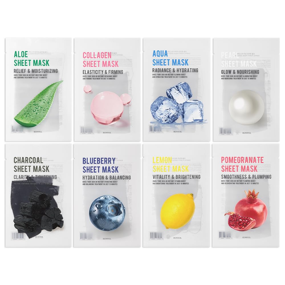 EUNYUL Purity Korean Collagen Face Mask for Skincare 8 Types x 1 Set Hydrating and Nourishing - Medaid International