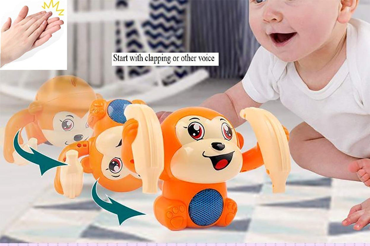 Supreme Deals® 360 Degree Rotating Spot Stunt Dancing and Spinning Rolling Doll Tumble Monkey, Bump & Go Toy with Flashing Light & Sound (Sensor Operated System)