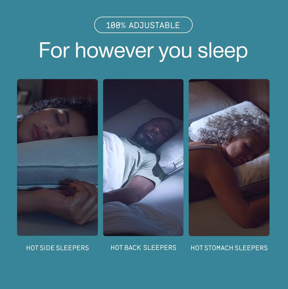 Coop Home Goods Cool+ Adjustable Pillow, King Size Plus Shaped Memory Foam Pillows with Cooling Gel, Back, Neck Support, Stomach or Side Sleeper Pillow, CertiPUR-US/GREENGUARD Gold - Medaid International
