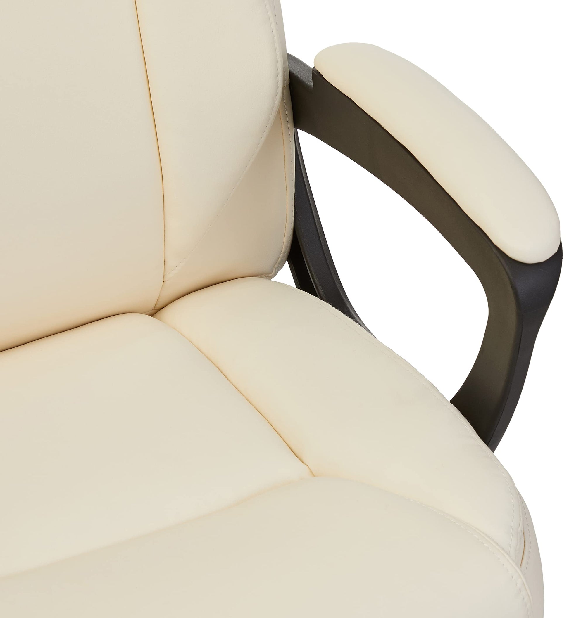 Amazon Basics Classic Puresoft PU Padded Mid-Back Height Adjustable Office Computer Desk Chair with Armrest, 26"D x 23.75"W x 42"H, Cream - Medaid International