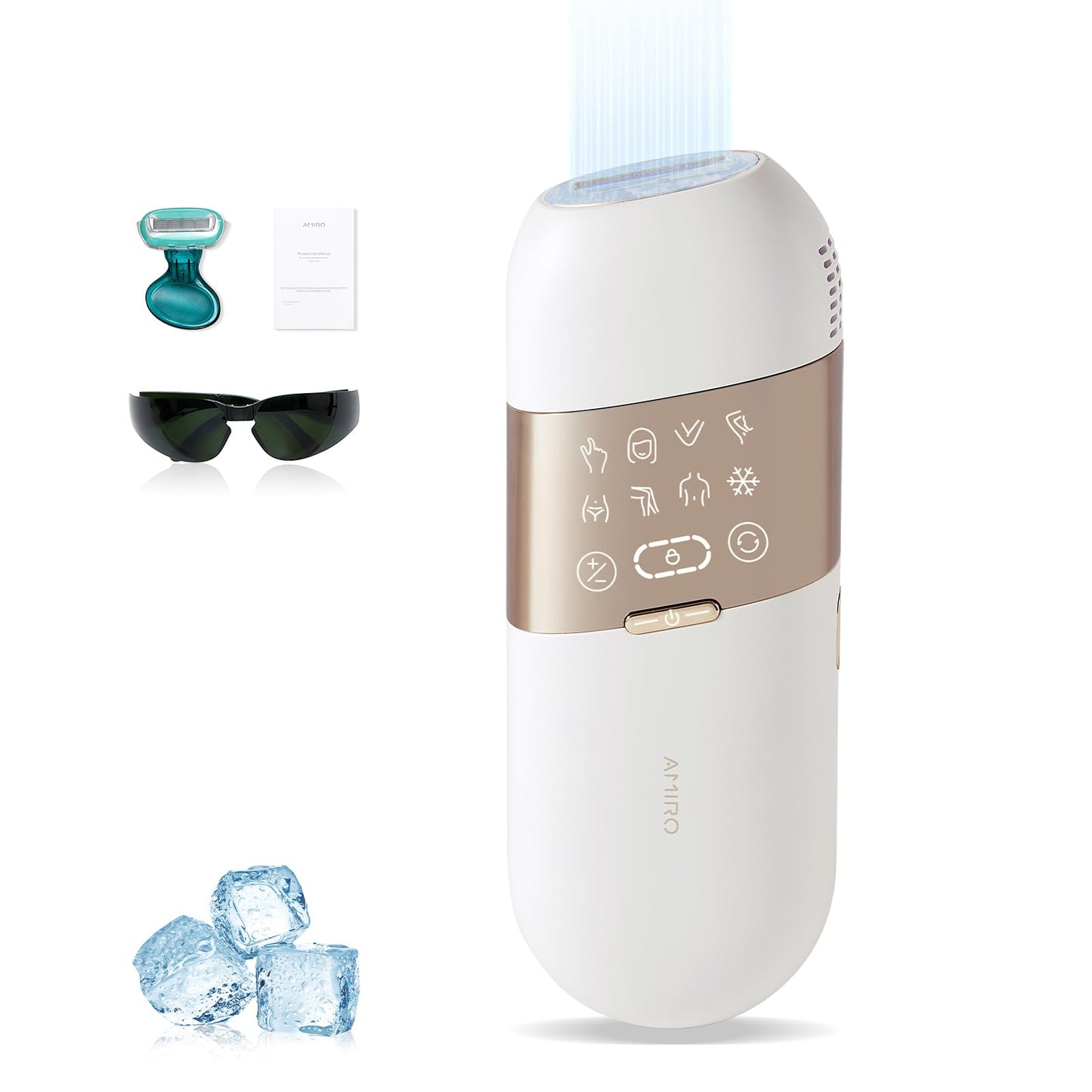 AMIRO Opal IPL Hair Removal Device, 2 modes and 8 Energy Levels, 3 in 1 for Face Armpit Arm Line Leg Whole Body - Medaid International