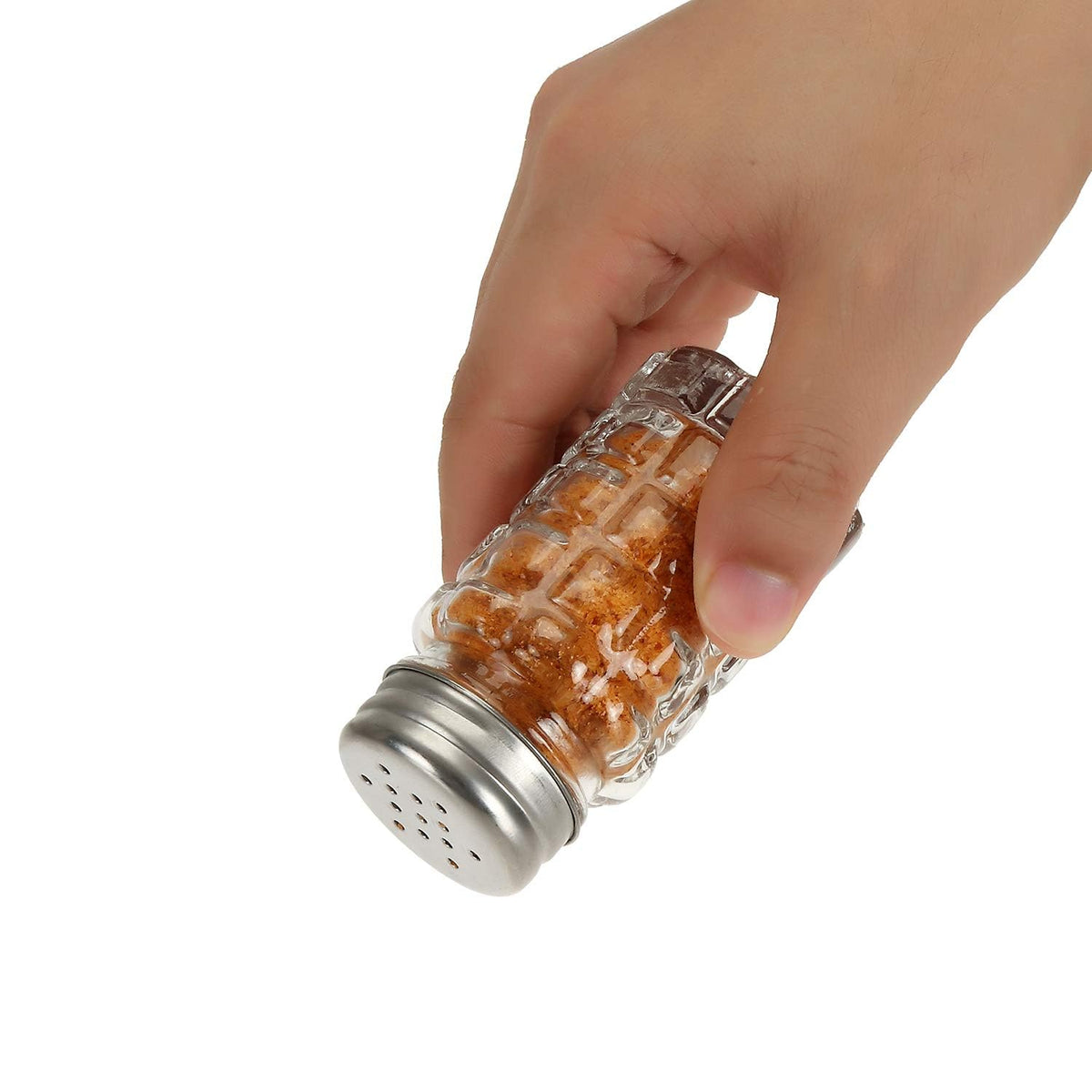 TERRIFI Retro Style Salt and Pepper Shakers, 2 oz Clear Glass Salt Shaker, with Stainless Steel Lids for Kitchen Counter Table Restaurant Hold Various Condiments(16 Pcs)