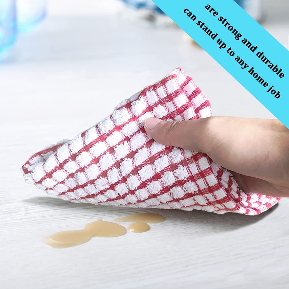 KASTWAVE Kitchen Dish Towels, 16 Inch x 25 Inch Bulk Cotton Kitchen Towels, 6 Pack Dish Cloths for Dish Rags for Drying Dishes Clothes and Dish Towels