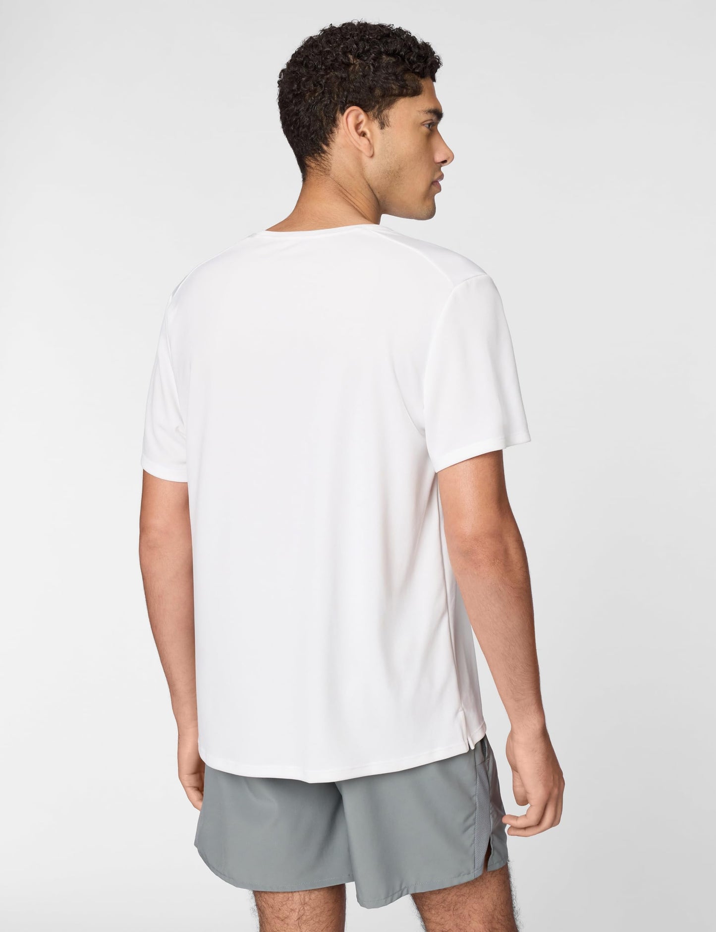 Nike Men's Miler Dri-Fit UV Short-Sleeve Running Top, White/Reflective Silver, Small - Medaid International