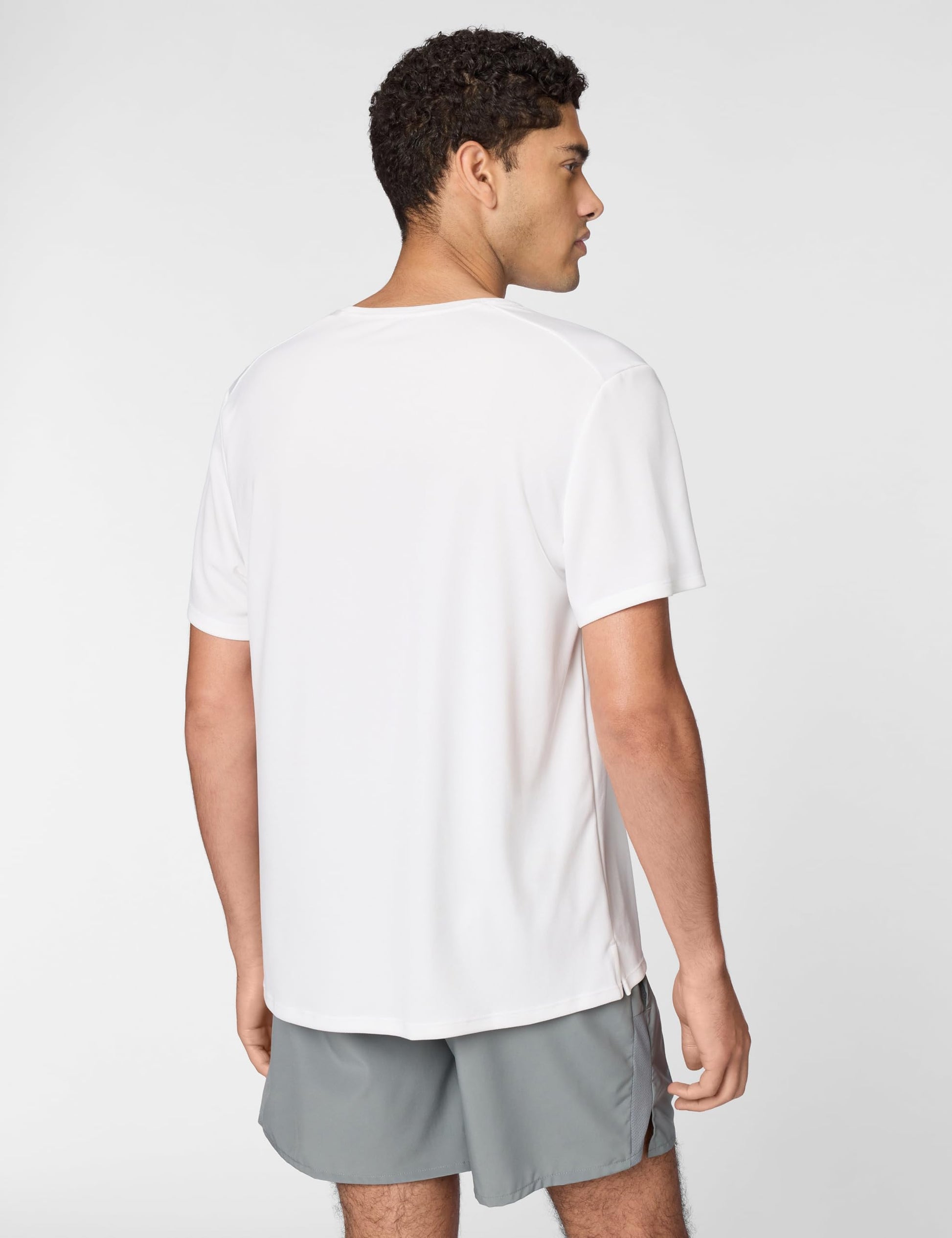 Nike Men's Miler Dri-Fit UV Short-Sleeve Running Top, White/Reflective Silver, Small - Medaid International