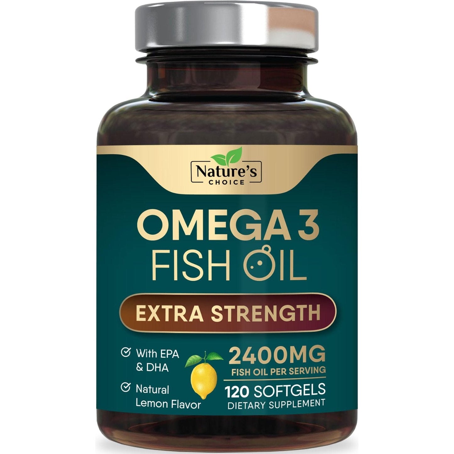Omega 3 Fish Oil Supplement 2400 mg - Triple Strength EPA & DHA Fish Oil Omega 3, Essential Fatty Acids Supplement Softgels, Brain & Heart Health Support Supplements, Gluten Free Non-GMO, 120 Softgels - Medaid International