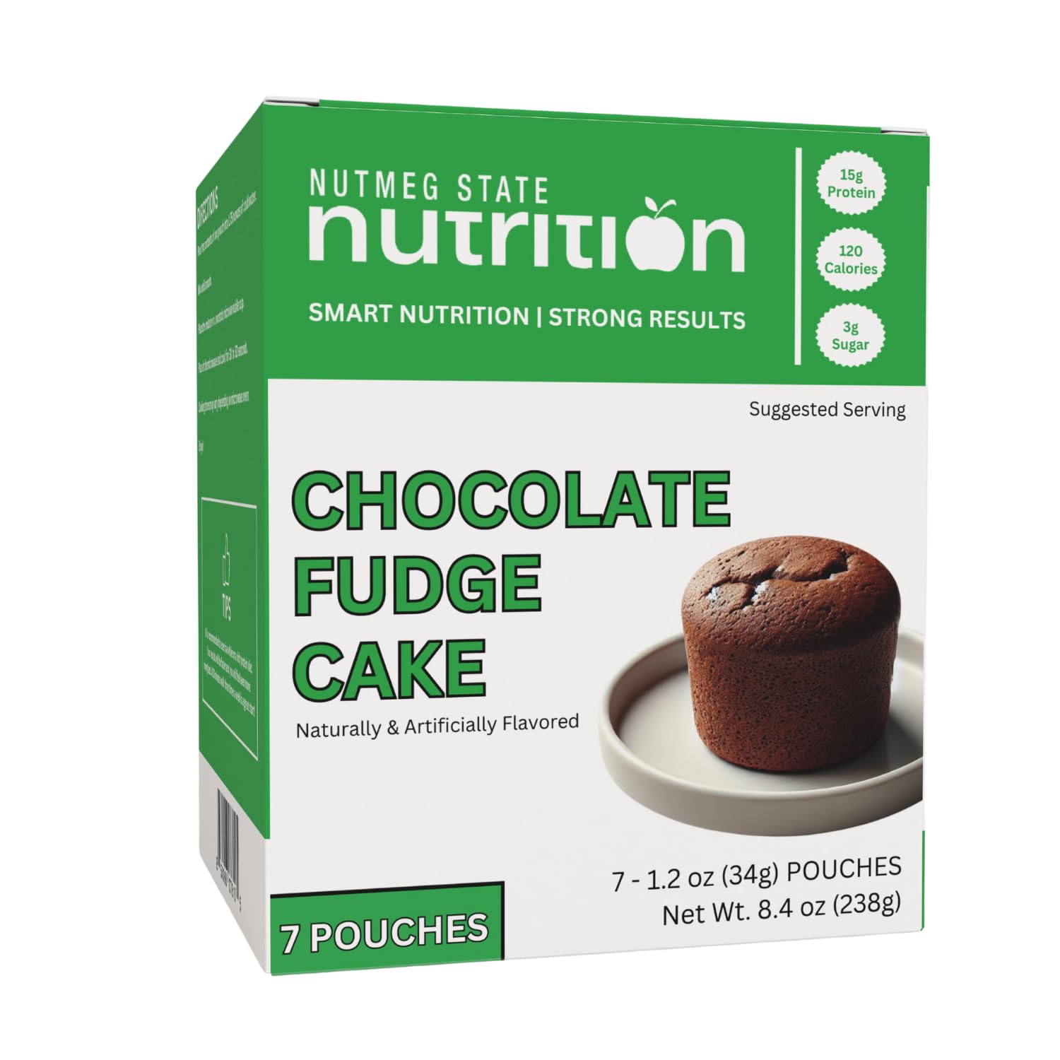 Nutmeg State Nutrition - High Protein Chocolate Mug Cake Mix, 15g Protein, 120 Calories, 3g Sugar, Low Fat, 7 Servings Per Box (1 Box (7 Servings), Chocolate Fudge Cake) - Medaid International