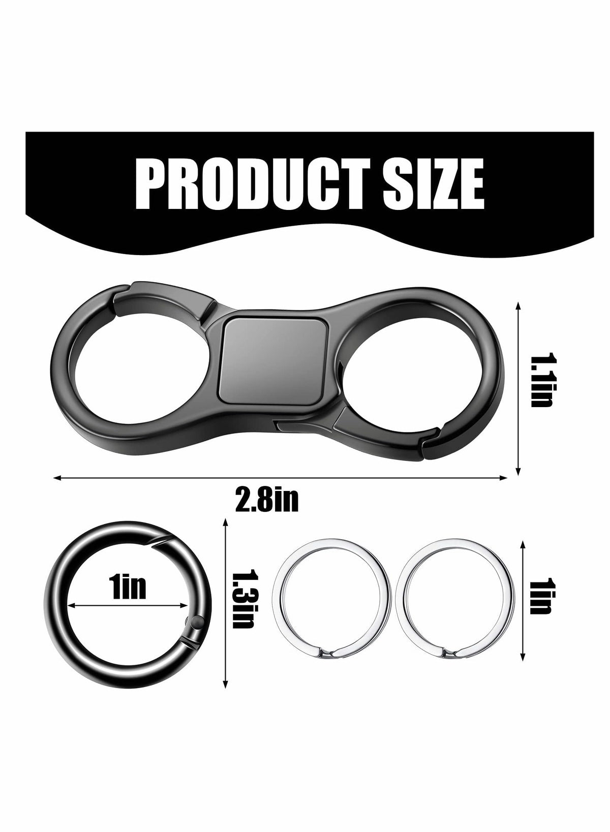 KASTWAVE Heavy Duty Detachable Keychain with Quick-Release Clip - Stylish Horseshoe Design for Men & Women (Black)