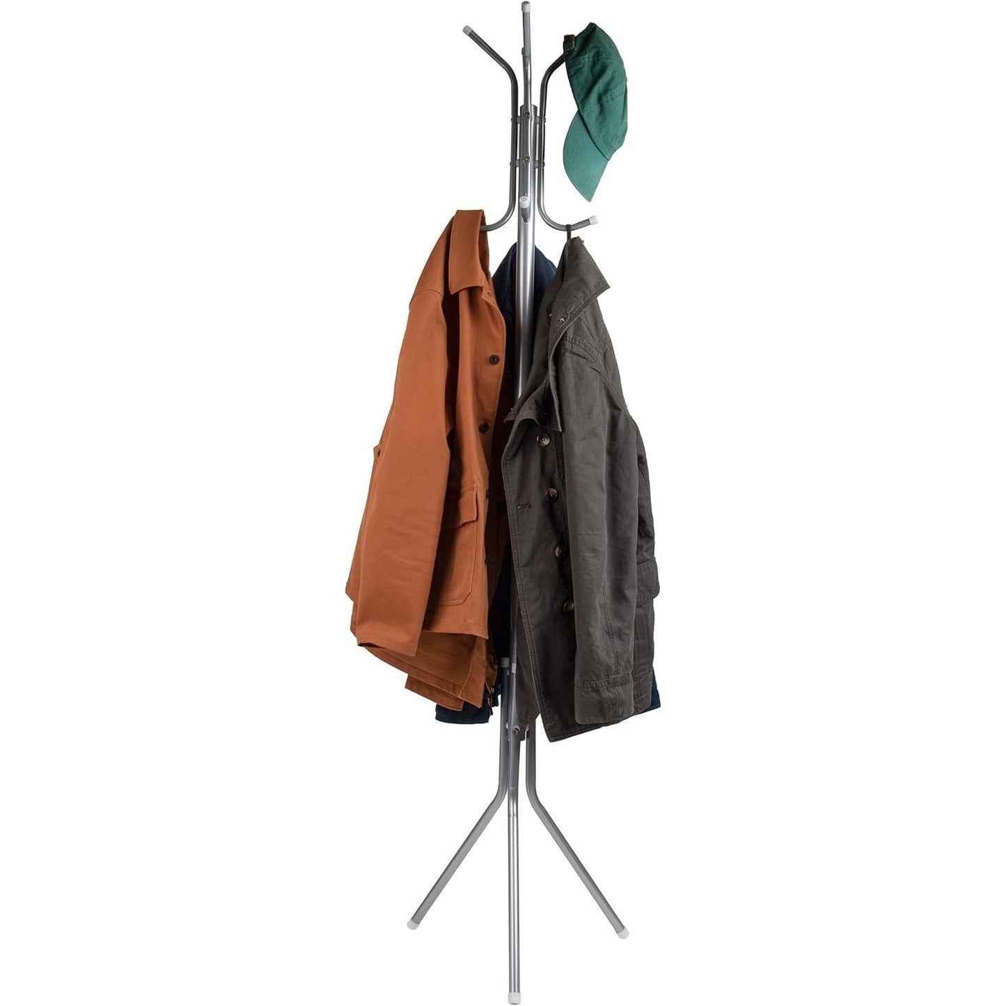 Mind Reader COATRACK11 Standing Metal Coat Rack Hat Hanger 11 Hook for Jacket, Purse, Scarf Rack, Umbrella Tree Stand, Black - Medaid International