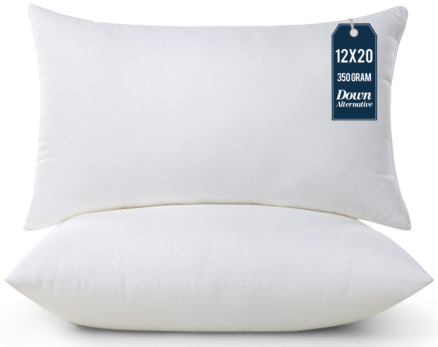 Utopia Bedding Throw Pillows (Pack of 2, White), 12 x 20 Inches Indoor Decorative Pillow Insert for Sofa, Bed and Couch - Medaid International