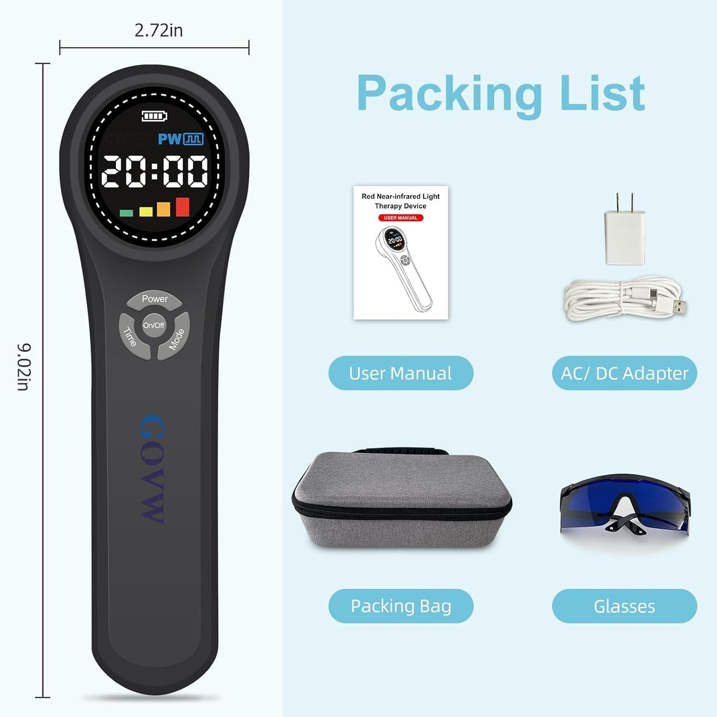 GOVW Cold Laser Therapy for Dogs, 4x980nm+4x810nm+16x660nm, Cold Laser for Horses, Veterinary Laser Therapy Machine, Pet Laser Therapy, Cold Laser Therapy Pain Relief Device for Animals Like Cats - Medaid International