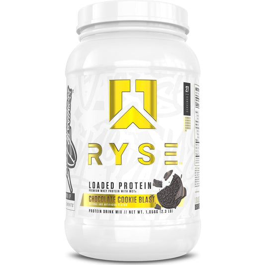 RYSE Loaded Protein Powder - Chocolate Cookie Blast - 25g Whey Protein Isolate & Concentrate with Prebiotic Fiber & MCTs - Low Carb, Low Sugar, Digestive-Friendly - 27 Servings / 2 lb Tub - Medaid International