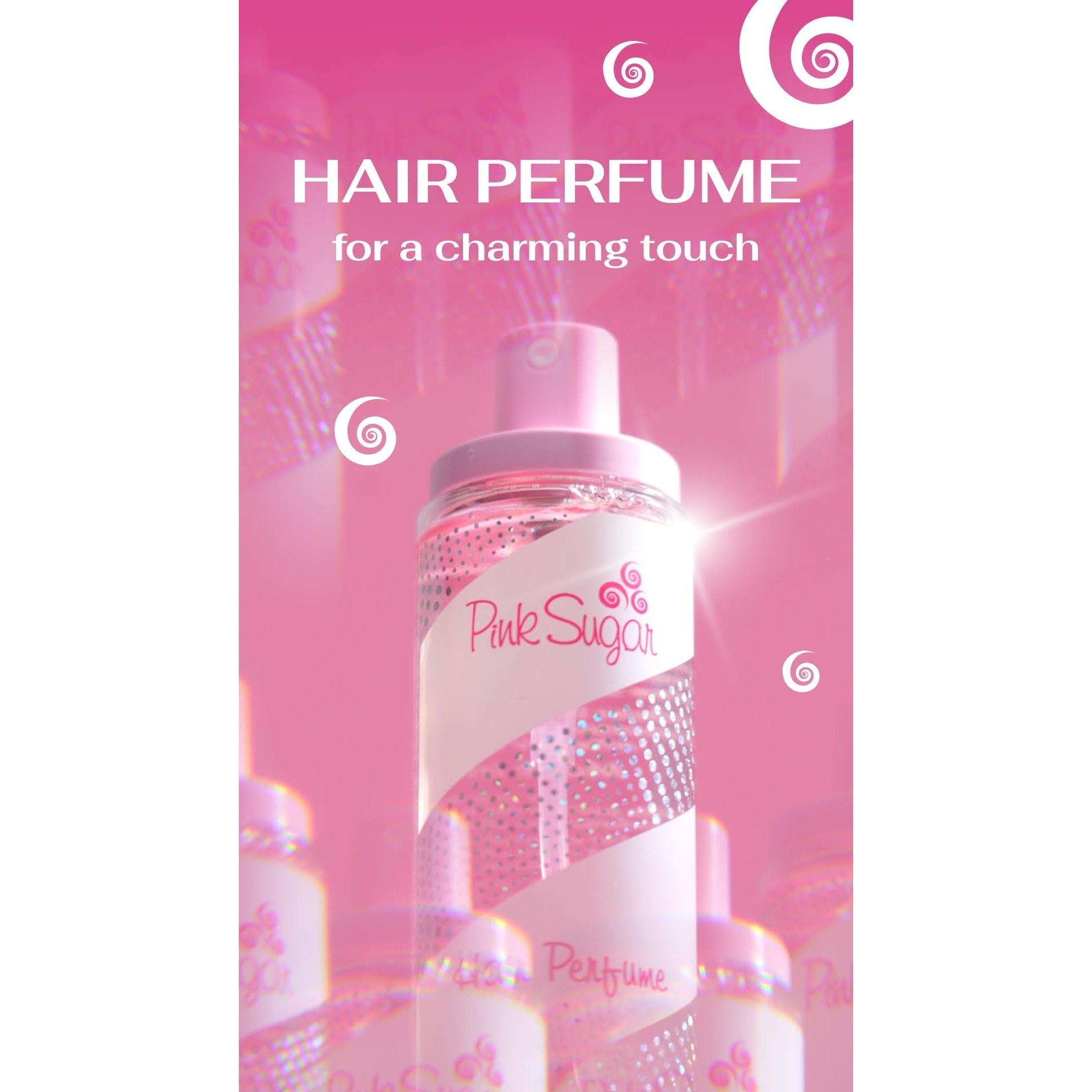 Pink Sugar Hair Perfume for Women, Body Mist Fragrance, Floral + Fruity, Notes of Raspberry, Cotton Candy, and Vanilla, Sweet and Light Scent, 3.38 Fl. Oz - Medaid International
