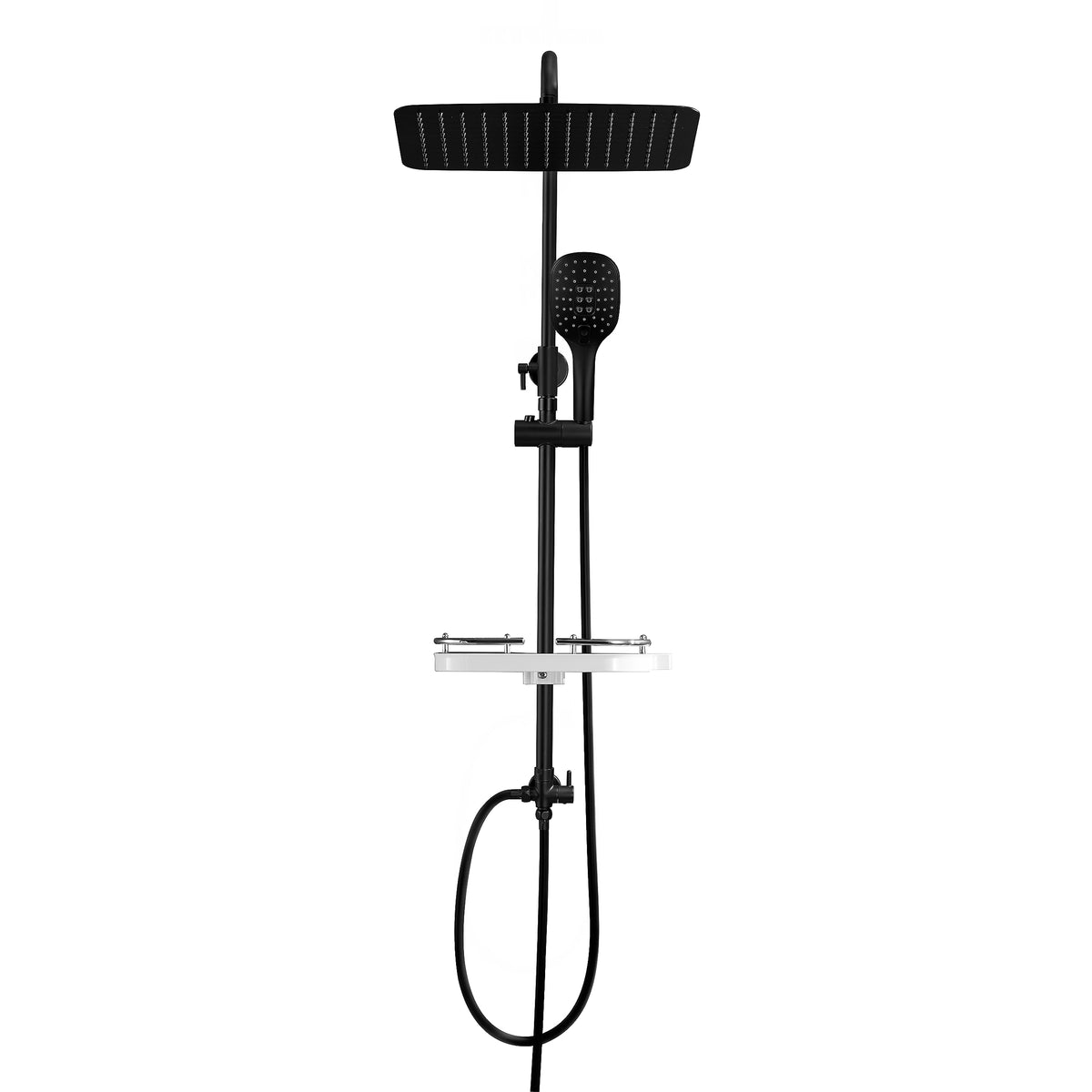 JOHO Shower Column without Taps Adjustable Fixings Heavy Duty Wall Set Bath Shower Shower Bathroom with Rain Shower Effect ABS D20 cm
