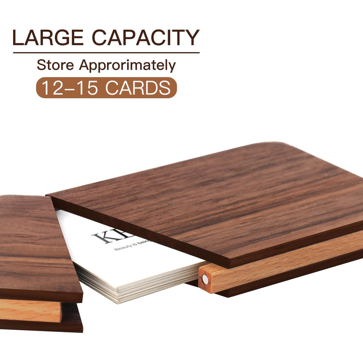 Kastwave Wooden Business Card Case, Portable Wood Holders, Black Walnut Solid Slim Gift For Men Pocket Holder
