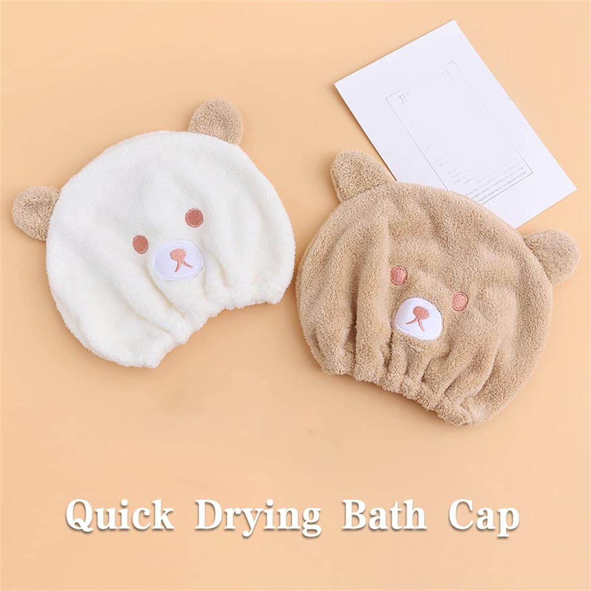 TERRIFI Kid's Hair Drying Wrap Hat, 2 Pcs Cute Absorbent Soft Microfiber Quick Dry Hair Turban Towels for Girls Kids, Quick Drying Bath Cap