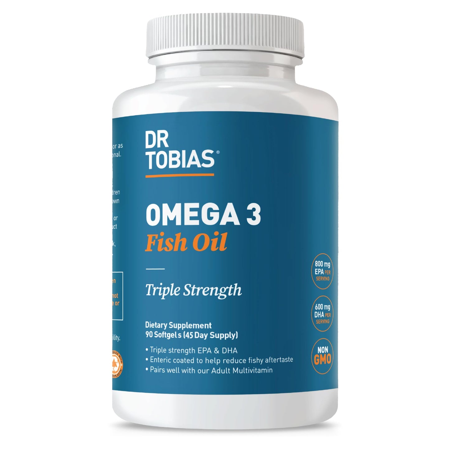 Dr. Tobias Omega 3 Fish Oil, 2000mg Triple Strength with 800mg EPA 600mg DHA Per Serving, Fish Oil Omega 3 Supplements for Heart, Brain & Immune Support, 90 Softgels, 45 Servings - Medaid International