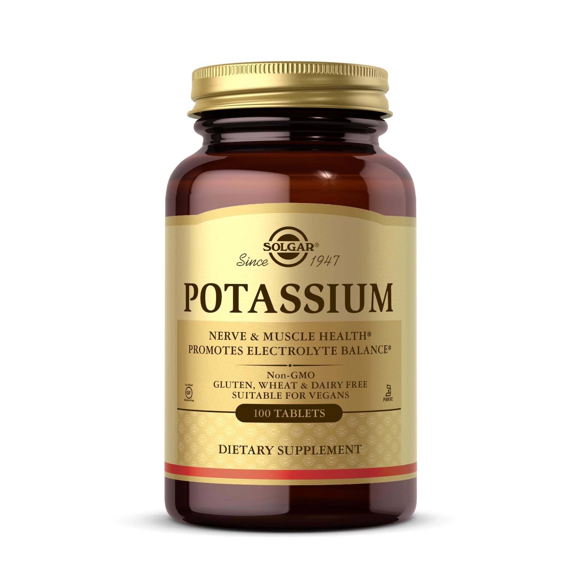 Solgar Potassium - 100 Tablets - Nerve & Muscle Health, Promotes Electrolyte Balance - Vegan, Gluten & Dairy Free, Kosher - 100 Servings - Medaid International
