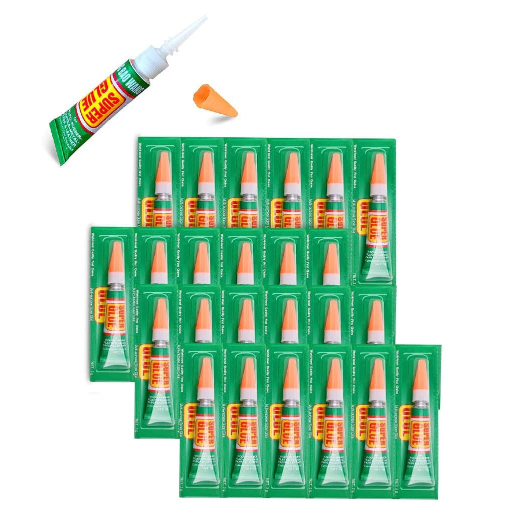 LBOYLOVE Super Glue, Disposable Strong Glue，Super Transparent Glue for Quick Drying of Cyanoacrylate Glue, Suitable for Wood, Rubber, Leather, Plastic, Metal, Rhinestone Jewelry, Diy Crafts（3g*24) - Medaid International