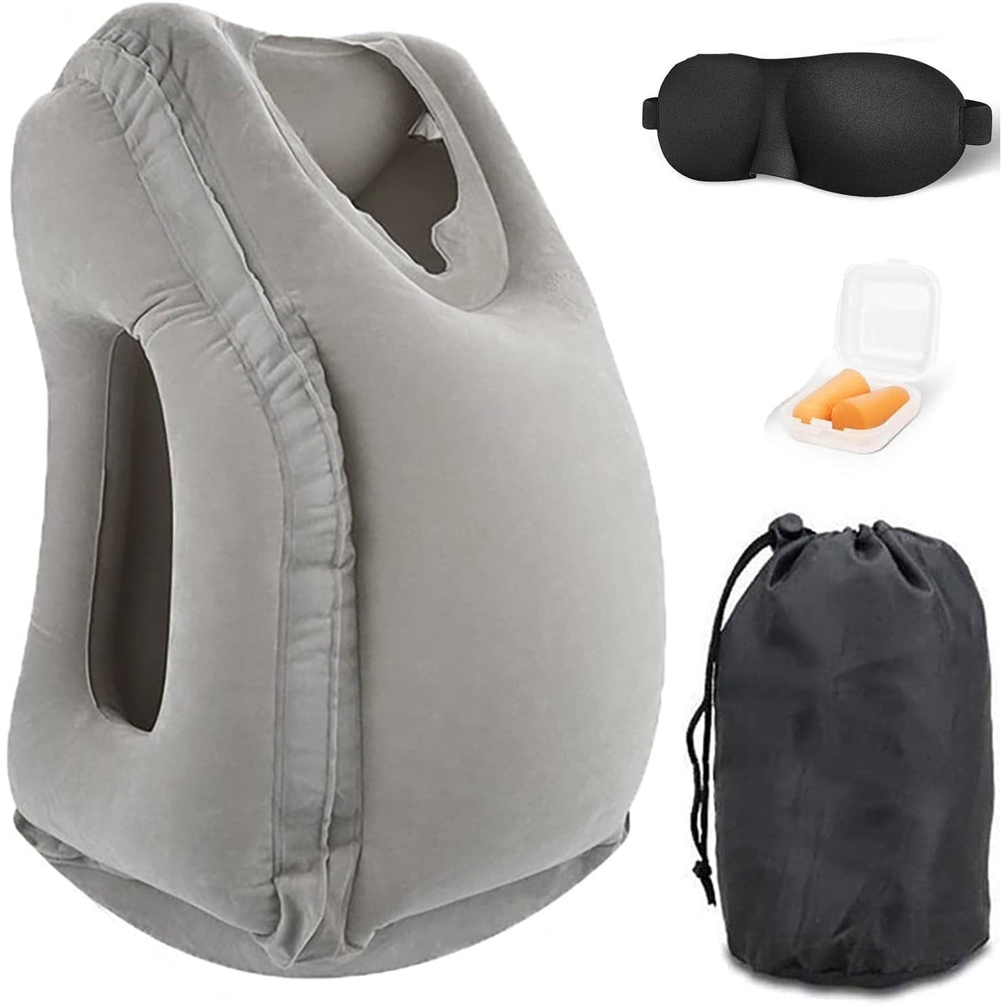 THMINS Inflatable Neck Pillow Used for Planes,Airplanes,Cars,Buses,Trains,Office Napping, Travel Accessories(Gray)…… - Medaid
