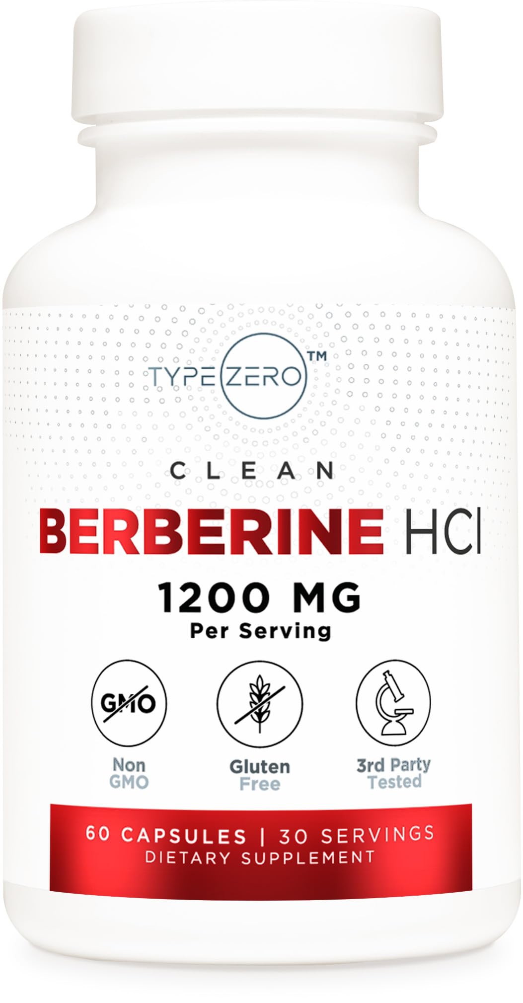 Type Zero Berberine HCL 1200mg 60 Capsules - Clean, Non-GMO, Gluten Free Supplement - Medaid International