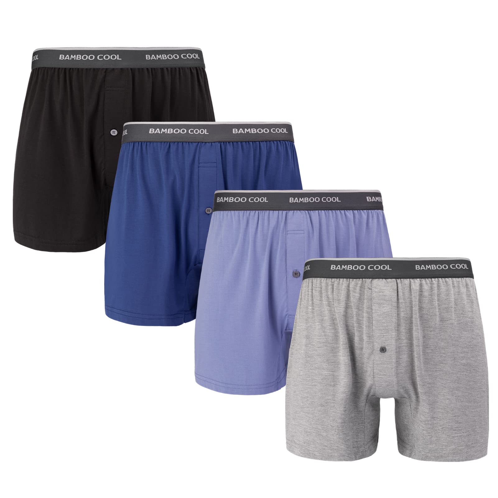 BAMBOO COOL Men's Boxer Shorts,Breathable knit Boxers Underwear,Relaxed Fit Stretch Boxers 4 Pack - Medaid International