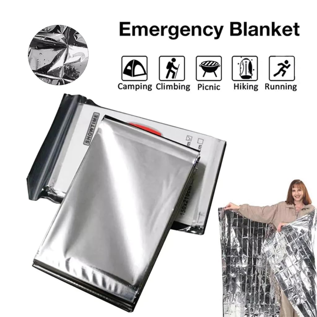 JSJTAMUS Emergency Mylar Blanket (1-Pack) - Survival Blanket for Hiking, Camping, First Aid - Lightweight, Compact, Reflective for Outdoors & Emergencies(62×82in)