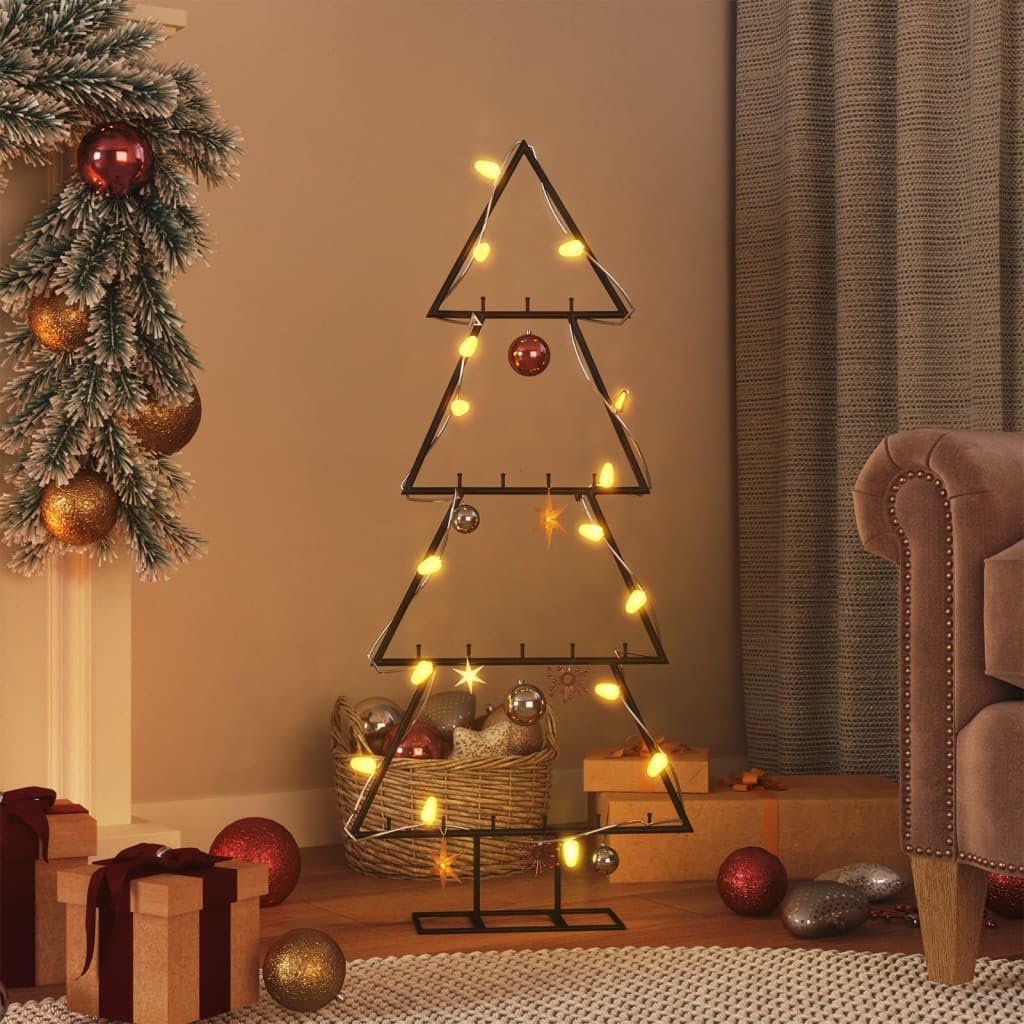vidaXL Metal Christmas Tree Black Powder-Coated Steel Medium Hooks - Medaid International