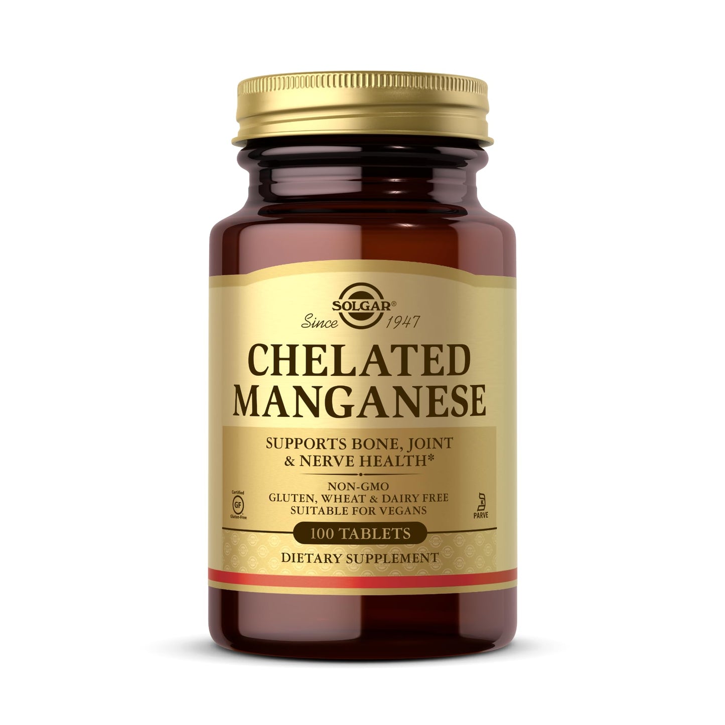 Solgar Chelated Manganese - 100 Tablets - Supports Bone, Joint & Nerve Health - Non-GMO, Vegan, Gluten Free, Dairy Free, Kosher - 100 Servings - Medaid International